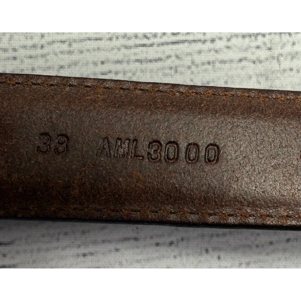 Golf Top Grain Leather Belt Brown Silver‎ Buckle Western Style Size 38